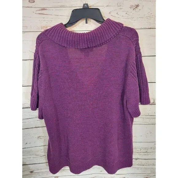 CJ Banks Purple Cable Knit Buckle Detail Cardigan Sweater Women's Plus Size 2X - Picture 2 of 8
